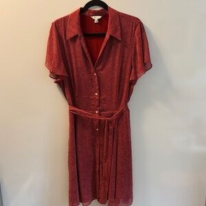 Red and white button up ladies XL dress.